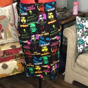 Rock Rebel Universal Monster pencil skirt
